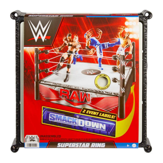 Mattel WWE - Superstar Ring, playset ring da 35+ cm con tappettino a molla