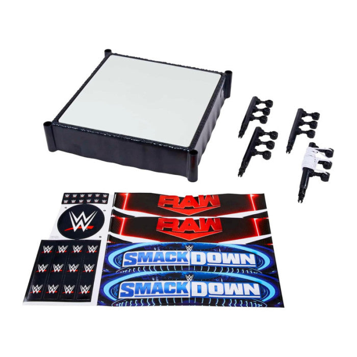 Mattel WWE - Superstar Ring, playset ring da 35+ cm con tappettino a molla