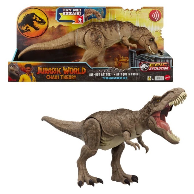 Mattel Jurassic World T-Rex Attacco Selvaggio HXF53