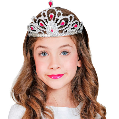 Tiara Argento Con Gemme Rosa