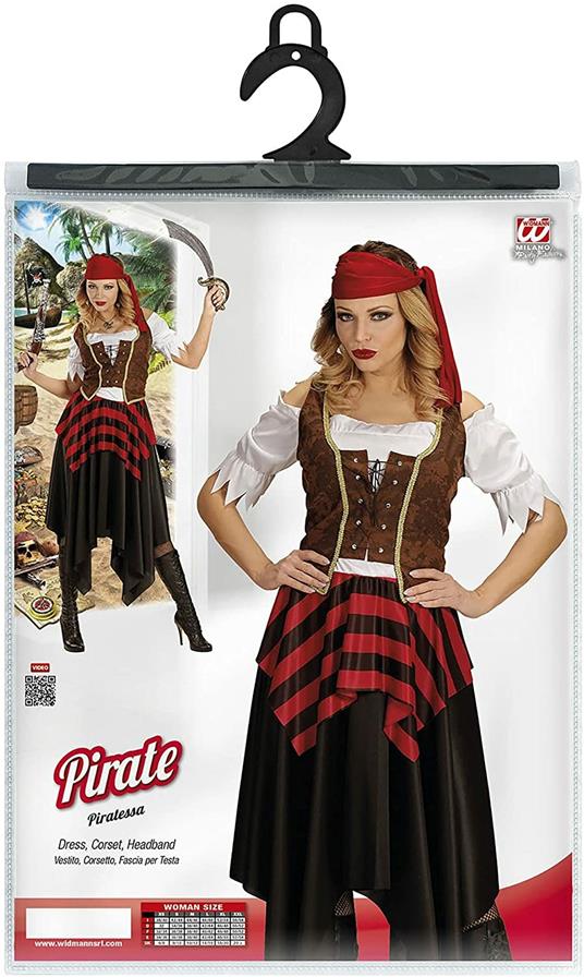 Costume Pirata (Vestito, Corsetto, Fascia Per Testa) (S)