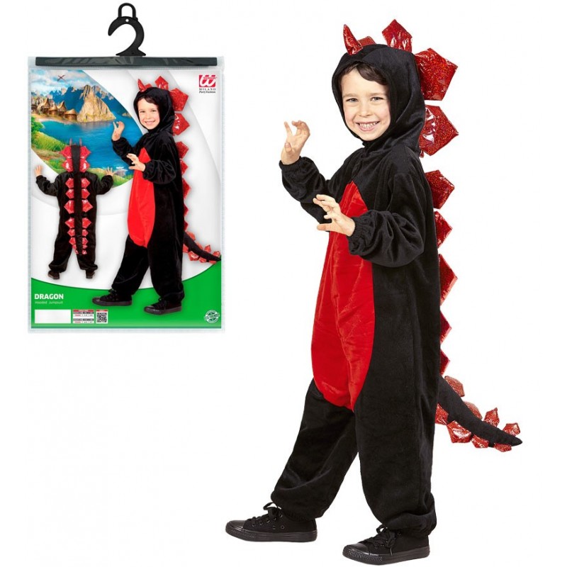 Costume Drago Nero In Peluche  (116 Cm / 4-5 Years)