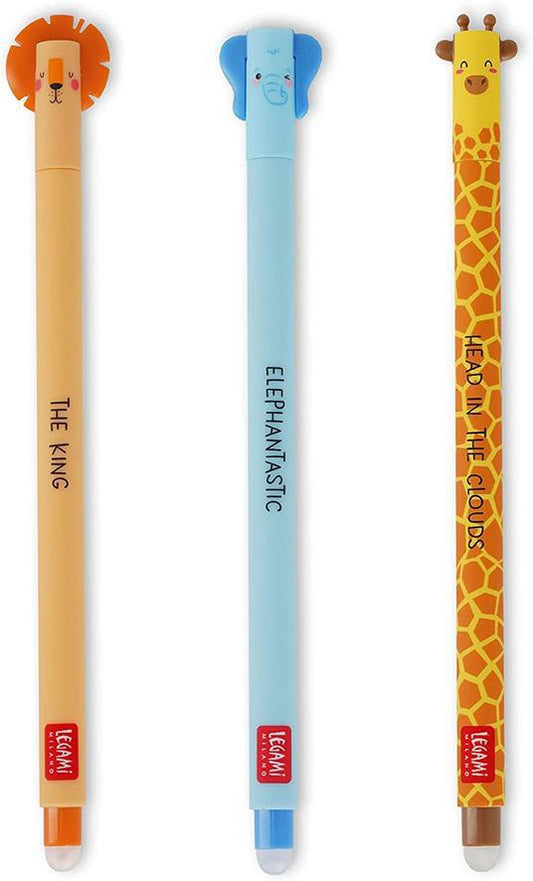 Legami  Set Of 3 Erasable Gel Pens - Wild savannah