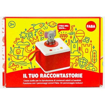 FABA - Raccontastorie Bianco - Cantastorie per Bambini, Cassa Audio con Personaggio Sonoro Ele l'Elefante, Gioco Educativo, Contenuti da 0 a 6 anni