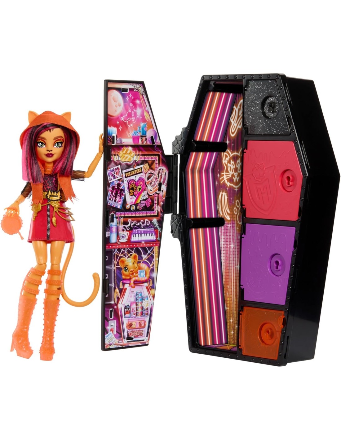 Monster High Toralei Stripe Segreti da Brivido Neon Frights, Playset con Bambola