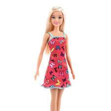 BARBIE TRENDY VESTITO ROSA CON FARFALLE E CAPELLI BIONDI 