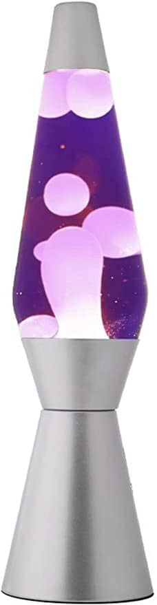 LAMPADA LAVA CERA BIANCA LIQUIDO VIOLA BASE SILVER CM 40 toysvaldichiana.it 