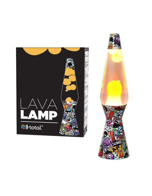 Lampada Lava Lamp 40cm XL1774 Fantasia Graffiti e Magma Giallo Design Moderno toysvaldichiana.it 