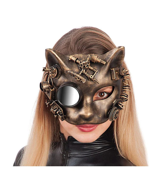 Maschera Steampunk Gatto Oro CARNIVAL TOYS toysvaldichiana.it 