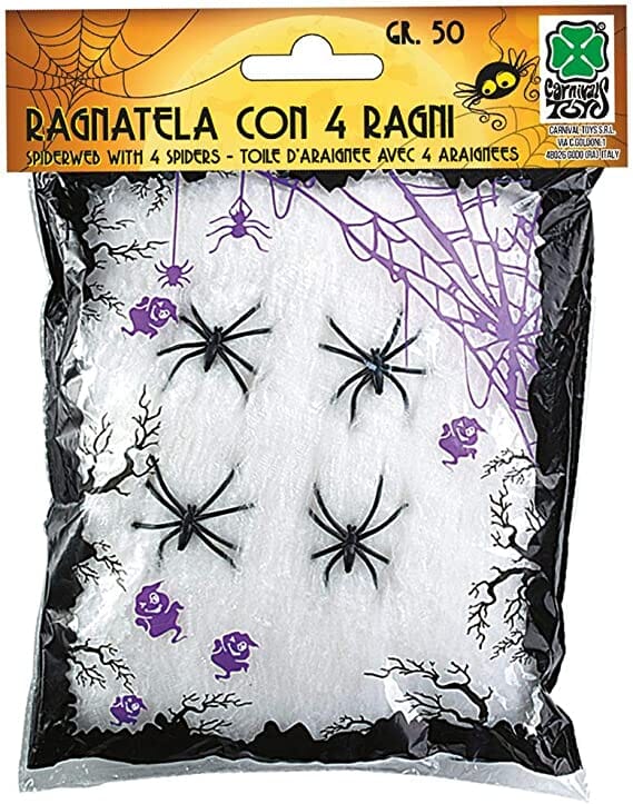 Ragnatela Bianca Con 4 Ragni Gr. toysvaldichiana.it 