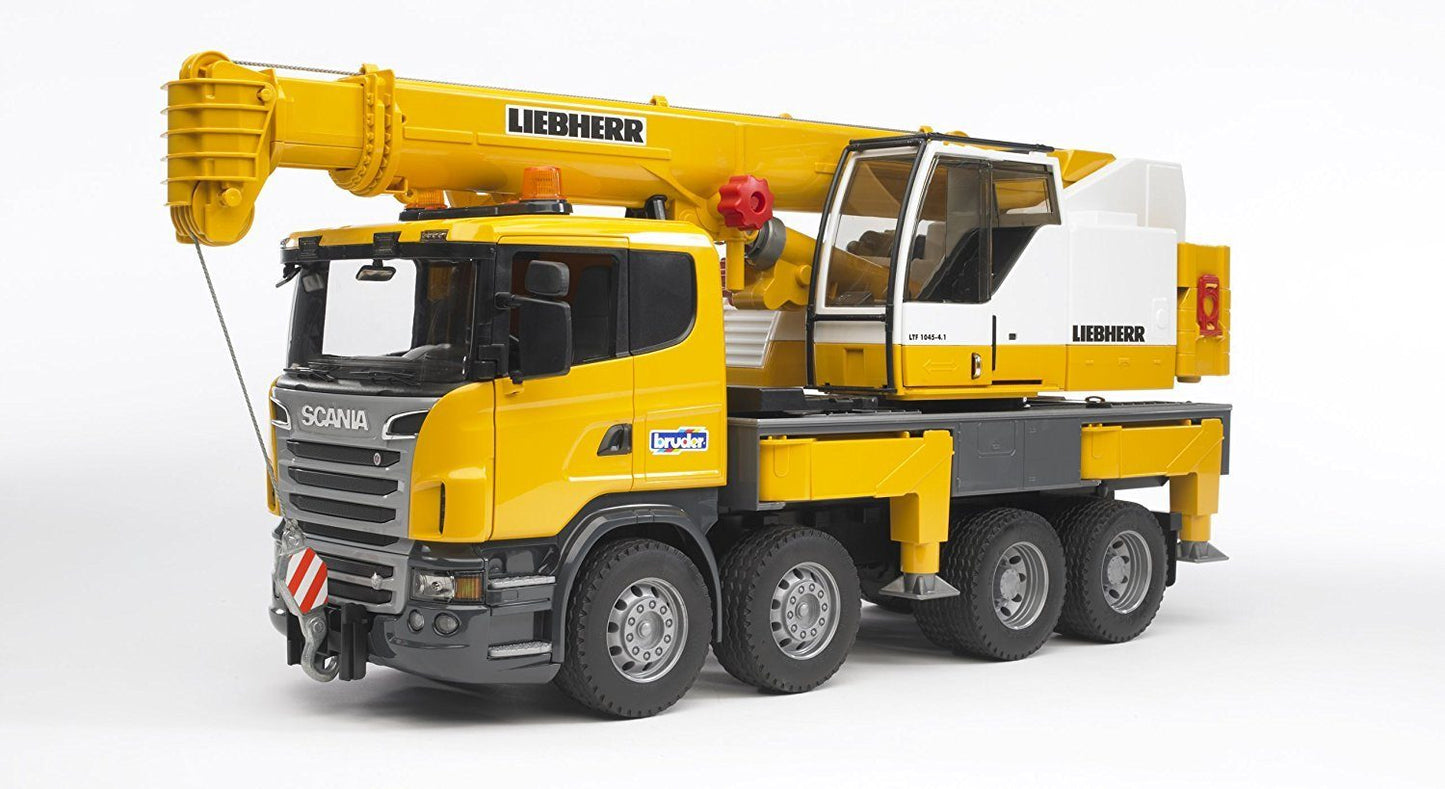 Scania R-Seris camion con gru Liebherr con luci e suono BRUDER 3570 - toysvaldichiana.it