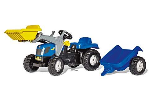 Trattore a Pedali Rolly Toys Kid Holland T7550 con Ruspa e rimorchio - toysvaldichiana.it